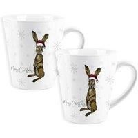 Purely Home Set Of 2 Harry Hare Merry Christmas Lyscombe Small Latte Mugs