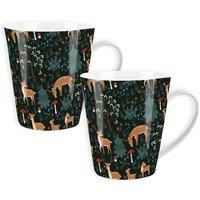 Purely Home Set Of 2 Christmas Woodland Lyscombe Small Latte Mugs