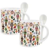 Purely Home Set Of 2 Nutcracker Mugs & Spoons