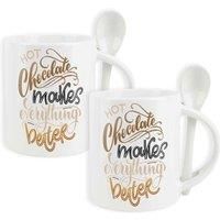 Purely Home Set Of 2 Hot Chocolate Mugs & Spoons