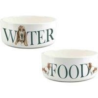Basset Hound Bowl Set - Food & Water Large Ceramic Bowls Dog Portrait Gift