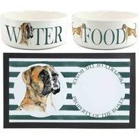 Purely Home Boxer Pet Mat, Food & Water Bowl Set