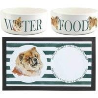Purely Home Chow Chow Pet Mat, Food & Water Bowl Set