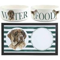 Purely Home German Shorthaired Pointer Pet Mat, Food & Water Bowl Set