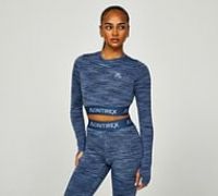 Montirex Womens Icon Lite Long Sleeved Crop T-Shirt - Blue - Size XL