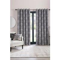 Laurence Llewelyn-Bowen - Black & Natural Velvet Floral Curtains W90 x L72 (229 x 183cm) - Mandala Sunflower Curtains - Luxury Curtains and Drapes for Living Room & Bedroom - Romilly Collection