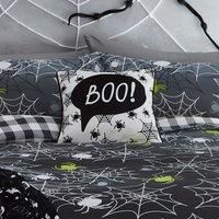 Bedlam - Black Halloween Cushion (43 x 43cm) - Reversible (2 Colours) - Filling Included - Piped Edge/Trim - Halloween Spider Cushion with Cover Included/Cushion Insert - Halloween Decorations
