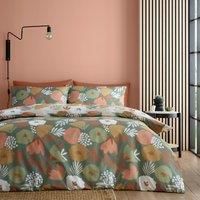 Fusion - Green & Natural Flower Art Abstract Duvet Cover - Single Bedding Size (140 x 200cm) - Reversible Design (2 Colours) - Easy Care & Washable - Brush Paint Flower Duvet Cover in Natural & Black