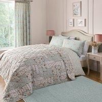 Dreams & Drapes Lorena Patchwork Quilted 200cm x 200cm Bedspread Duck Egg