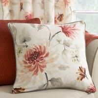 Dreams & Drapes - White & Red Floral Cushion (43 x 43cm) - Red Flower Cushion for Living Room/Bedroom - Cushions with Covers Included - Matching Curtains Available