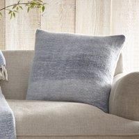 Drift Home - Blue Gradient Cushion (43 x 43cm) - Sustainable Recycled Cotton - Filling/Padding Included - Blue Dip Dyed Cushion with Insert - Blue Textured Cushion - Matching Throw Available