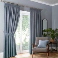 Fusion - Light Blue Blackout Curtains W66 x L54 (168 x 137cm) - Pencil Pleat Curtains in Sky Blue - 2x Panels - Thermal Curtains for Bedroom & Living Room - Pleated Curtains and Drapes in Pale Blue