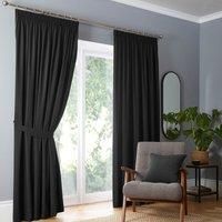 Fusion - Black Blackout Curtains W66 x L54 (168 x 137cm) - Pencil Pleat Curtains in Plain Black - 2x Panels - Thermal Curtains for Bedroom & Living Room - Pleated Curtains and Drapes in Black