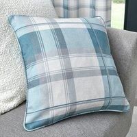 Fusion - Duck Egg Blue Tartan Cushion (43 x 43) - 100% Cotton - Filling Included - Sky Blue Checkered Cushion - Blue Cushion in Plaid - Light Blue Cushions with Covers Included/Cushion Inserts