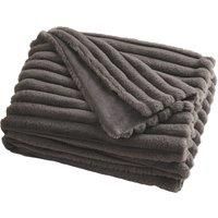 Appletree - Charcoal Grey Faux Fur Throw (180 x 130cm) - Soft Sofa Throw - Charcoal Faux Fur Blanket - Fur Blanket in Charcoal - Rabbit Fur Imitation - Grey Fake Fur Throw - Matching Cushion Available