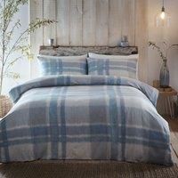 Duvet Cover Bedding Set Verbier Check 100% Brushed Cotton Appletree Hygge Blue