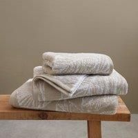 Fusion - Natural Leaf Bath Sheet (90 x 150cm) - 100% Cotton - Super Soft - Tropical Palm Leaves Towel - Linen & White Bath Towel/Bath Sheet - Natural Bathroom Accessory - Matteo Collection