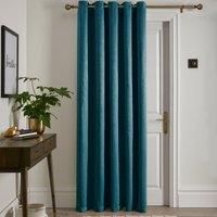 Fusion Strata 66 x 84 Single Ready Dimout Made Eyelet Door Curtain Dark Green