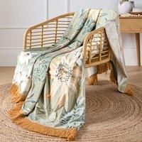 SOIREE - Sage Green Floral Throw Blanket (130 x 180cm) - Botanical Velvet Throw Blanket in Sage Green - Tassel Throw Blanket for Living Room/Bedroom - Luxury Bedding Matching Bedding Available