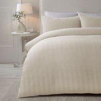 Serene - Natural Waffle Duvet Cover - Single Bedding Size (140 x 200cm) - Soft Touch - Luxury Bedding - Grid Pattern Textured Duvet Cover in Cream Natural - Square Puckered Bedding - Lindly Collection