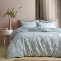 Appletree - Mint Green Jacquard Leaf Duvet Cover - Single Bedding Size (140 x 200cm) - Sustainable Recycled Polyester - 1 Pillowcase - White Leaves Bedding in Green - Green Floral Duvet Set