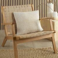 Appletree - Natural Geometric Cushion (43 x 43cm) - 100% Cotton - Filling Included - Woven Cushion in Natural - Natural Textured Cushion with Cover Included/Cushion Insert - For Home Decor