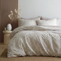 Appletree - Natural & White Geometric Duvet Cover - Single Bedding Size (140 x 200cm) - 1 Pillowcase - Easy Care & Washable - Contemporary Bedding in Natural - Crinkle Duvet Cover in Natural