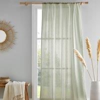 Drift Home - Sage Green Semi-Transparent Cotton Curtain - 55 x 72 (140 x 182cm) - Sustainable Recycled Cotton - 1 Curtain Panel in Green - Green Sheer Curtain - Green Voile/Net Curtain for Window