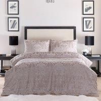 Laurence Llewelyn-Bowen - Linen Embossed Damask Duvet Cover - King Bedding Size (230 x 220cm) - 2 Pillowcases - Cream Linen Velvet Damask Bedding - Luxury Bedding Set - Jacquard Duvet Set