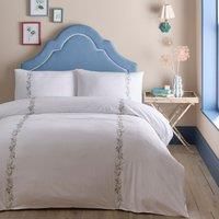 Duvet Cover Bedding Set Julianna Embroidery 100% Cotton 200TC by Appletree White
