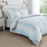 Dreams & Drapes - Blue Pinstripe Duvet Cover - Double Bedding Size (200 x 200cm) - 2 Pillowcases - Premium PolyCotton - White Bedding with Blue Stripes - Finlay Stripe