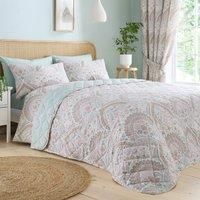 Dreams & Drapes Palais Damask Print Bedspread Set 190cm x 230cm Green