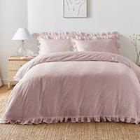 Appletree - Lavender Frill Duvet Cover - Double Bedding Size (200 x 200cm) - Soft 100% Cotton - 2 Pillowcases - Frilly Bedding - Ruffle Duvet Cover in Purple - Ruffle Bedding - Lilac Bedding