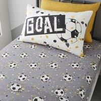 Bedlam - Grey Football Bed Sheet - Single Fitted Sheet (190 x 90 x 25cm) - Football Fitted Sheet in Grey - Football Bedding for Boys - Football Bedroom Accessories - Bed Sheet with Soccer Ball