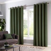 Fusion - Bottle Green Blackout Curtains W90 x L90 (229 x 229cm) - 100% Cotton - Thick Weave 2 Panels - Green Eyelet Curtains - Soundproof/Thermal Curtains in Green - Curtains for Bedroom/Living Room