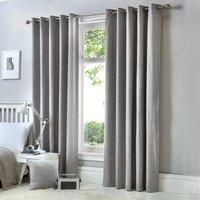 Fusion - Silver Blackout Curtains W66 x L54 (168 x 137cm) - 100% Cotton - Thick Weave 2 Panels - Silver Eyelet Curtains - Soundproof/Thermal Curtains in Silver - Curtains for Bedroom/Living Room