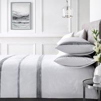 Appletree - Plain White Embroidered Duvet Cover - King Bedding Size (230 x 220cm) - Soft 100% Cotton - 200 Thread Count - 2 Pillowcases - Hotel Bedding & Linen in White - Black Embroidery Bedding