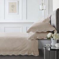 Appletree - Scallop Natural Duvet Cover - Double Bedding Size (200 x 200cm) - 100% Cotton - 200 Thread Count - 2 Pillowcases - Frilly Bedding in Natural - Natural Ruffle Bedding - Natural Bedding