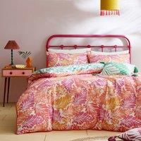 Appletree - Pink Tropical Leaf Duvet Cover - Single Bedding Size (140 x 200cm) - 100% Cotton - Reversible 2 Colours - 1 Pillowcase - Green Jungle Duvet Set - Tropical Palm Leaves Bedding in Pink