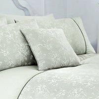 Dreams & Drapes Woven Jasmine Cushion, Polyester Fill, Jacquard Style, 43 x 43 cm, Green, Square, Zip Opening, 55% Cotton/45% Polyester Cover, Floral Pattern, Adult