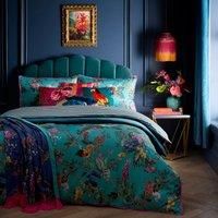 Laurence Llewelyn-Bowen - Teal Floral & Trellis Duvet Cover - King Bedding Size (230 x 220cm) - Reversible Designs - Soft 100% Cotton - 200 Thread Count - Luxury Bedding Set - 2 Pillowcases