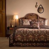 Appletree Heritage Double Duvet Cover Set, 100% Cotton Sateen, 200 Thread Count, Floral Pattern, 200x200cm, Chocolate, with 2 Pillowcases