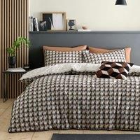Appletree Hygge Double Duvet Cover Set, 100% Cotton, 200x200cm, Brown/Bracken, Geometric Pattern, 68 Pick Thread Count