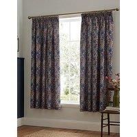 Dreams & Drapes Design Pencil Pleat Curtains, Living Room, 168 x 183 cm, Navy, 52% Recycled Polyester 48% Cotton, Light Filtering, Tie-Backs Included, Floral Pattern