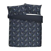 Fusion Snug Cosmic Star Duvet Cover Set, 100% Polyester, King Size 230x220cm, Navy, Fleece and Sherpa, Moon and Stars Pattern