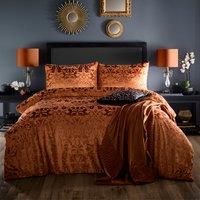 Laurence Llewelyn-Bowen Duvet Cover Set, 100% Polyester, King Size 230x220cm, Spice, Velvet, Damask Jacquard Pattern, with 2 Pillowcases