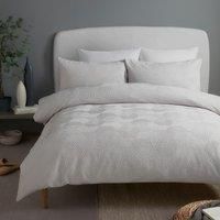 Serene Duvet Cover Set, Single Size 140x200cm, Embossed Geometric Pattern, 100% Recycled Polyester, Grey, Button Closure