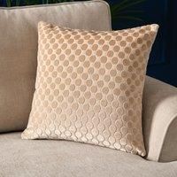 Soiree Velvet Filled Cushion, Jacquard Spots Pattern, Decorative Throw Pillow, 1 Piece, 43 x 43 cm, Natural, 100% Polyester