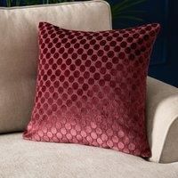 Soiree Velvet Filled Cushion, Jacquard Spots Pattern, Decorative Throw Pillow, 1 Piece, 43 x 43 cm, Burgundy, 100% Polyester
