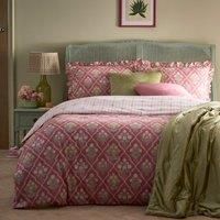 Appletree Heritage Duvet Cover Set, 100% Cotton, King Size 230x220cm, Pink, Floral Pattern, 200 Thread Count, Button Closure, Ruffled Detail